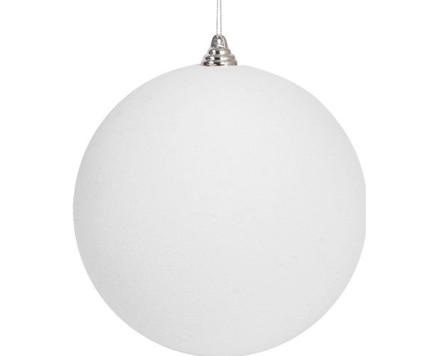 Λευκή Βελουτέ Πλαστική Χριστουγεννιάτικη Μπάλα 20cm