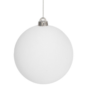Λευκή Βελουτέ Πλαστική Χριστουγεννιάτικη Μπάλα 15cm