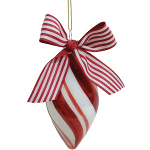 Κόκκινη Γυάλινη Χριστουγεννιάτικη Μπάλα 7x16cm ,Σέτ/4 Τεμαχίων