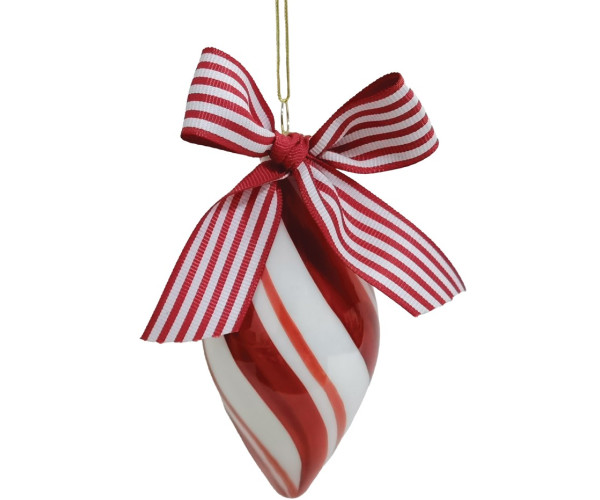 Κόκκινη Γυάλινη Χριστουγεννιάτικη Μπάλα 7x16cm ,Σέτ/4 Τεμαχίων