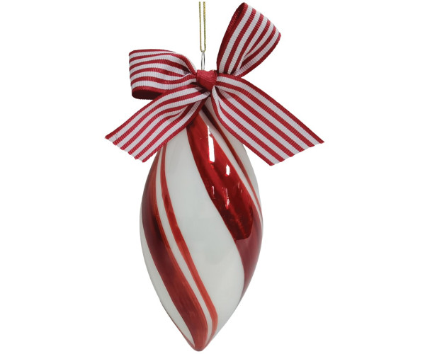 Κόκκινη Γυάλινη Χριστουγεννιάτικη Μπάλα 6x12,5cm ,Σέτ/6 Τεμαχίων 