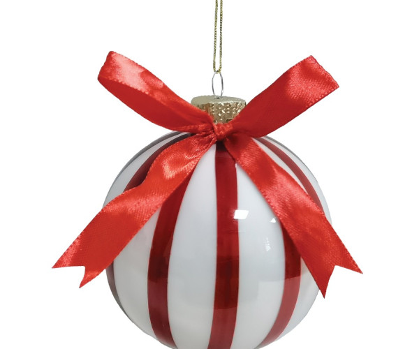 Κόκκινη Γυάλινη Χριστουγεννιάτικη Μπάλα 10cm ,Σέτ/4 Τεμαχίων