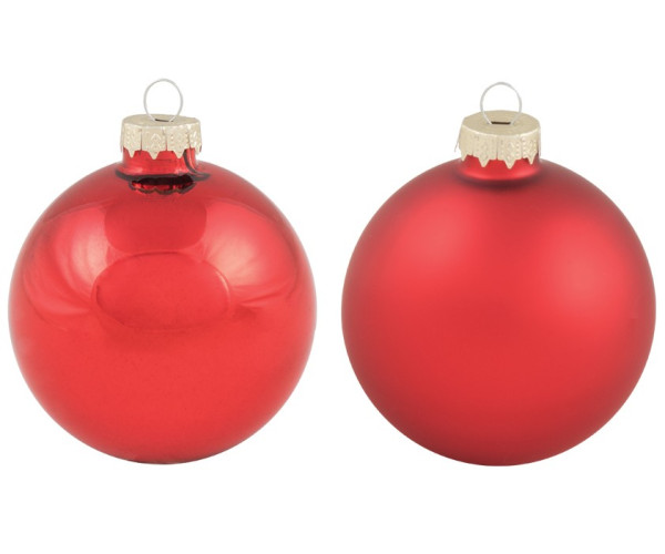 Γυάλινη Χριστουγεννιάτικη Μπάλα Μάτ Και Γυαλιστερή 8cm , Σέτ/6 Τεμαχίων