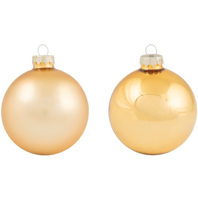 Χρυσή Γυάλινη Χριστουγεννιάτικη Μπάλα Μάτ Και Γυαλιστερή 8cm , Σέτ/6 Τεμαχίων