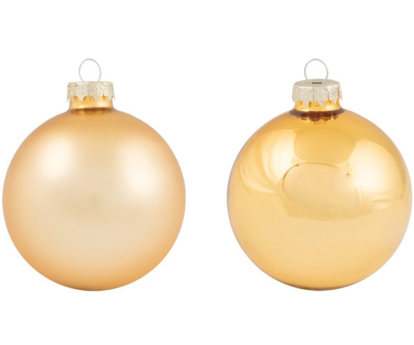 Χρυσή Γυάλινη Χριστουγεννιάτικη Μπάλα Μάτ Και Γυαλιστερή 8cm , Σέτ/6 Τεμαχίων