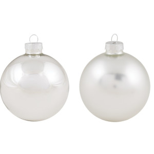 Ασημί Γυάλινη Χριστουγεννιάτικη Μπάλα Μάτ Και Γυαλιστερή 10cm , Σέτ/4 Τεμαχίων
