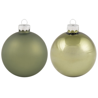 Πράσινη Γυάλινη Χριστουγεννιάτικη Μπάλα Μάτ Και Γυαλιστερή 8cm , Σέτ/6 Τεμαχίων