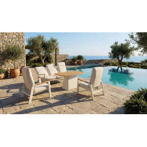 Καθιστικό Κήπου Σέτ 4 Τεμαχίων Με Αλουμίνιο Σκελετό Και Teak Ξύλο