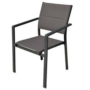 Γκρί Στοιβαζόμενη Πολυθρόνα Αλουμινίου Με Διάτρητο Ύφασμα