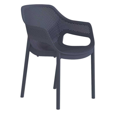 Dark Grey Στοιβαζόμενη Πολυθρόνα Πολυπροπυλένιου Με UV Προστασία 