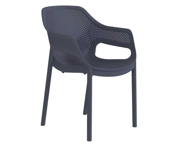 Dark Grey Στοιβαζόμενη Πολυθρόνα Πολυπροπυλένιου Με UV Προστασία 