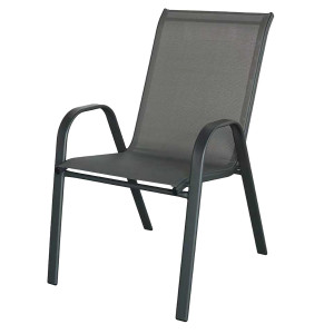 Μάυρη Μεταλλική Στοιβαζόμενη Πολυθρόνα Με Textilene Ύφασμα 55 x 73 x 92(h)cm