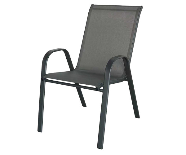 Μάυρη Μεταλλική Στοιβαζόμενη Πολυθρόνα Με Textilene Ύφασμα 55 x 73 x 92(h)cm