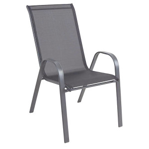 Γκρί Μεταλλική Στοιβαζόμενη Πολυθρόνα Με Textilene Ύφασμα 55 x 73 x 92(h)cm