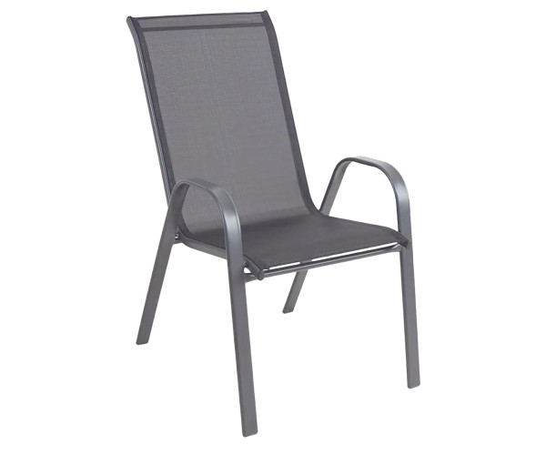 Γκρί Μεταλλική Στοιβαζόμενη Πολυθρόνα Με Textilene Ύφασμα 55 x 73 x 92(h)cm