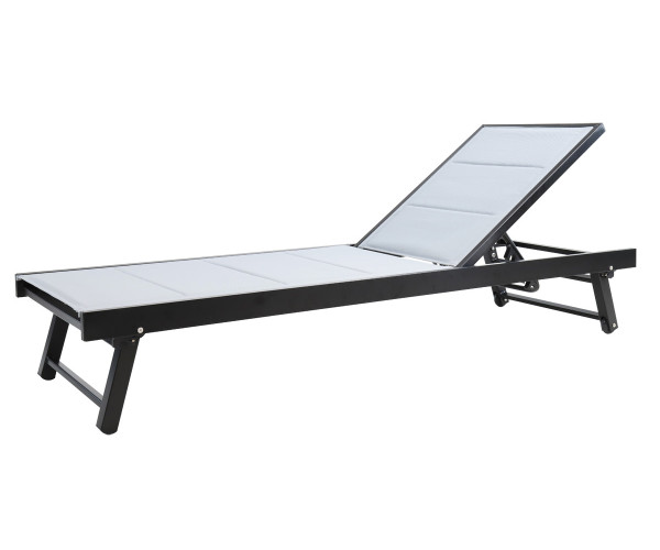 Γκρί Ανακλινόμενη Ξαπλώστρα 5 Θέσεων Με Αλουμίνιο Σκελετό Και Διάτρητο Ύφασμα 2 x 1 , Με Ρόδες