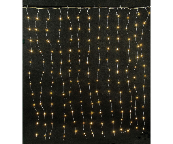 300Led Copper Σταθερή Κουρτίνα Με Χρυσό Καλώδιο Και Θερμό Φωτισμό Με Μετασχηματιστή ip44 ,200 x 300(H) cm , (Klevin: 2.500 - 3.000)