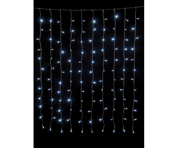 300Led Σταθερή Συμμετρική Κουρτίνα Με Επέκταση Και Μετασχηματιστή 300 x 100(h)cm,Διάφανο Καλώδιο/Λευκό Ψυχρό Λαμπάκι , (Kelvin: 6.000 - 10.000)
