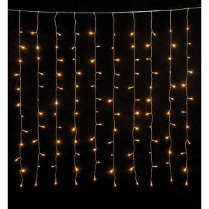 144 Led Συμμετρική Κουρτίνα All Flasher Με Μετασχηματιστή Ιp44 Και Επέκταση 200 x 70(h)cm,Με Διάφανο Καλώδιο/Θερμό Λαμπάκι (Kelvin: 2.500 - 3.000)