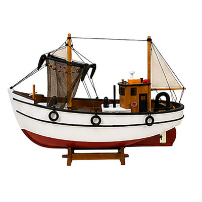 Ξύλινο Παραδοσιακό Καράβι 65 x 19 x 50(h)cm,Χρώμα Λευκό - Κόκκινο