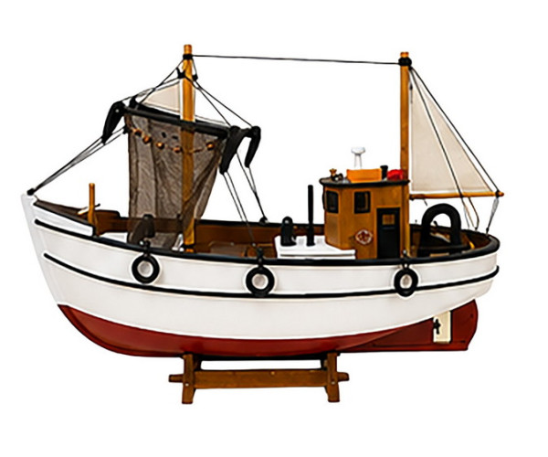 Ξύλινο Παραδοσιακό Καράβι 65 x 19 x 50(h)cm,Χρώμα Λευκό - Κόκκινο