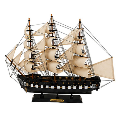 Ξύλινο Παραδοσιακό Καράβι 60 x 12 x 43(h)cm,Χρώμα Μάυρο - Λευκό