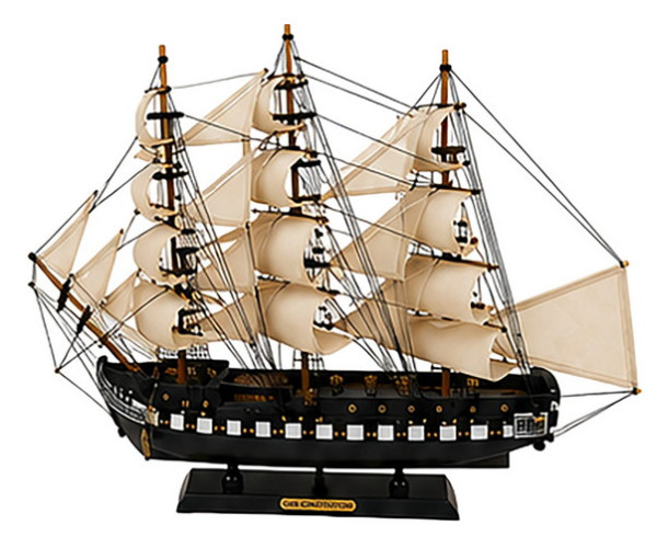 Ξύλινο Παραδοσιακό Καράβι 60 x 12 x 43(h)cm,Χρώμα Μάυρο - Λευκό
