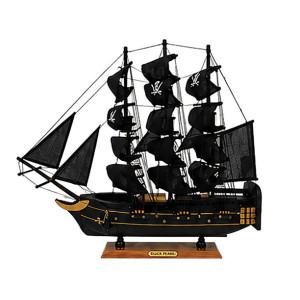 Ξύλινο Παραδοσιακό Καράβι 50 x 10 x 46(h)cm,Χρώμα Μάυρο - Χρυσό Πειρατικό
