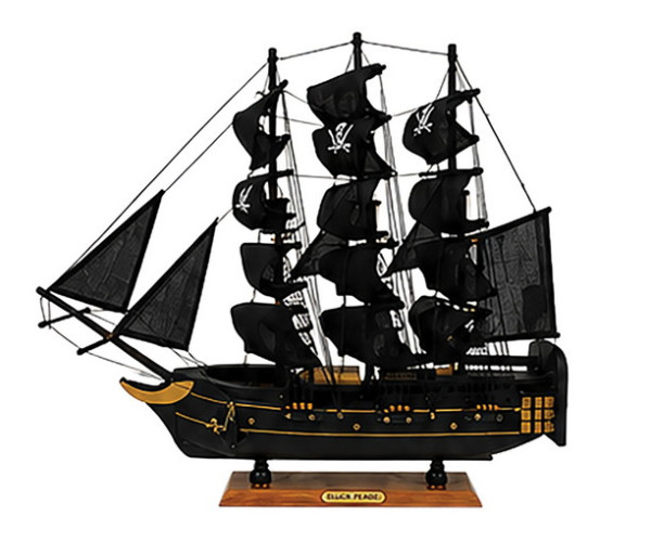 Ξύλινο Παραδοσιακό Καράβι 50 x 10 x 46(h)cm,Χρώμα Μάυρο - Χρυσό Πειρατικό