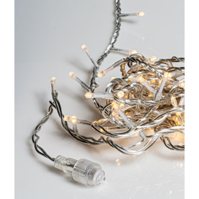 100Led Επεκτεινόμενα Λαμπάκια Για Εσωτερική Χρήση Με Διάφανο Καλώδιο/Θερμό Λαμπάκι (5cm Απόσταση) 5 Μέτρα , (Kelvin: 2.500 - 3.000)