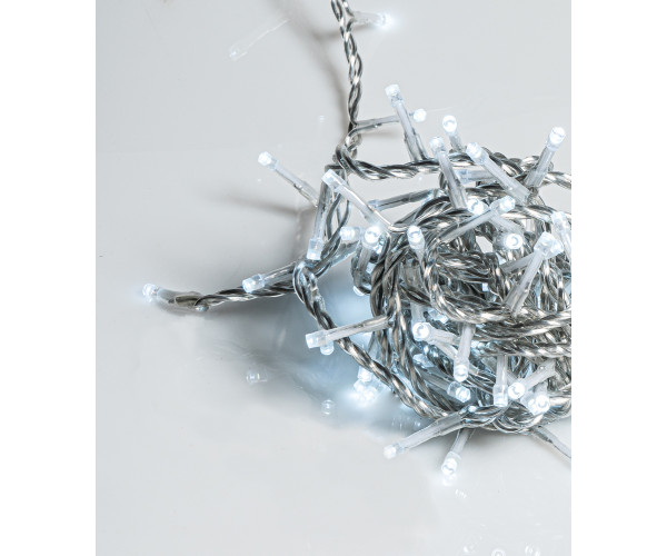 100Led Λαμπάκια Με Πρόγραμμα Για Εσωτερική Χρήση ,Διάφανο Καλώδιο/Λευκό Λαμπάκι (5cm Απόσταση) 5 Μέτρα (Kelvin: 6.000 - 10.000)