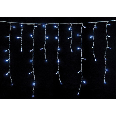 100Led Σταθερή Ασύμμετρη Κουρτίνα Για Εσωτερική Χρήση Με Επέκταση 200 x 70(h)cm,Διάφανο Καλώδιο/Λευκό Λαμπάκι (Kelvin: 6.000 - 10.000)