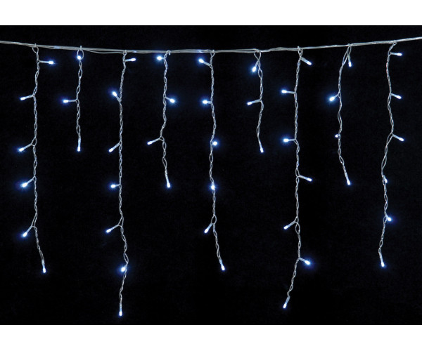 100Led Σταθερή Ασύμμετρη Κουρτίνα Για Εσωτερική Χρήση Με Επέκταση 200 x 70(h)cm,Διάφανο Καλώδιο/Λευκό Λαμπάκι (Kelvin: 6.000 - 10.000)