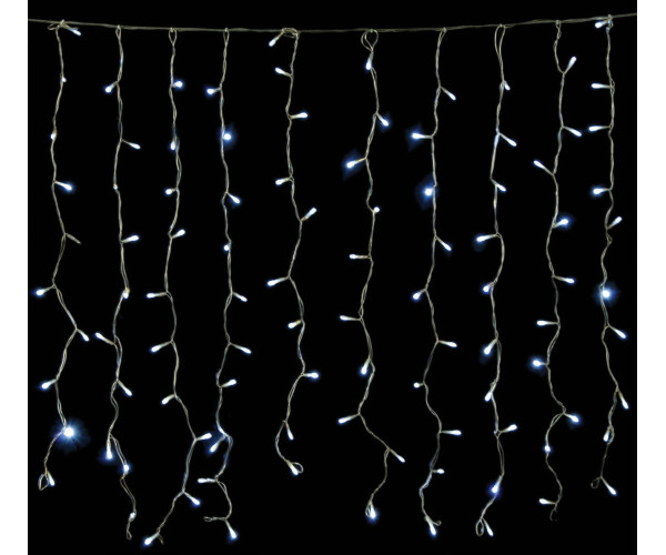 240Led Συμμετρική Κουρτίνα Για Εσωτερική Χρήση Με 8 Προγράμματα 200 x 100(h)cm,Διάφανο Καλώδιο/Λευκό Λαμπάκι (Kelvin: 6.000 - 10.000)