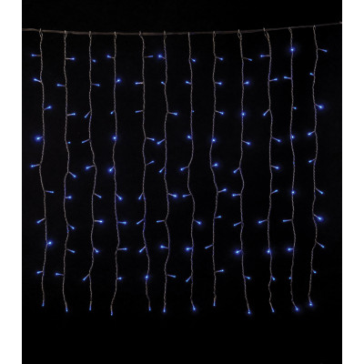 240Led Συμμετρική Κουρτίνα Για Εσωτερική Χρήση Με 8 Προγράμματα 200 x 100(h)cm,Διάφανο Καλώδιο/Μπλέ Λαμπάκι