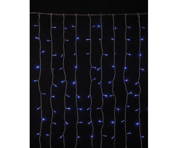 360Led Συμμετρική Κουρτίνα Για Εσωτερική Χρήση Με 8 Προγράμματα 200 x 200(H)cm,Διάφανο Καλώδιο/Μπλέ Λαμπάκι