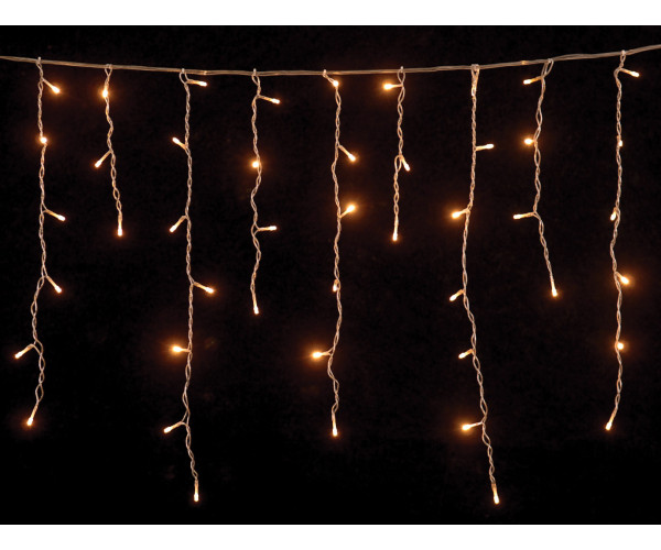 100Led Σταθερή Ασύμμετρη Κουρτίνα Για Εσωτερική Χρήση Με Επέκταση 200 x 70(h)cm,Διάφανο Καλώδιο/Λευκό Λαμπάκι (Kelvin: 2.500 - 3.000)