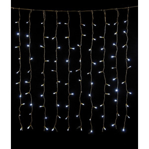 200Led 60Flash Συμμετρική Κουρτίνα Για Εσωτερική Χρήση Με Επέκταση 200 x 100(h)cm ,Με Διάφανο Καλώδιο/Λευκό Λαμπάκι (Kelvin: 6.000 - 10.000)