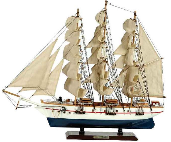 Ξύλινο Παραδοσιακό Καράβι 50 x 10 x 45 (H) cm, Χρώμα Λευκό - Μπλέ