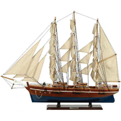 Ξύλινο Παραδοσιακό Καράβι 120cm ,Χρώμα Καφέ Μπλέ 