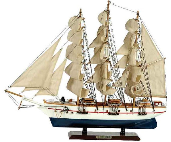 Ξύλινο Παραδοσιακό Καράβι 120 x 19 x 97 (H) cm, Χρώμα Λευκό-Μπλέ Ξύλινο Παραδοσιακό Καράβι 120 x 19 x 97 (H) cm, Χρώμα Λευκό-Μπλέ