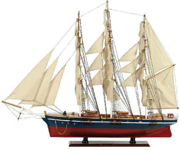 Ξύλινο Παραδοσιακό Καράβι 120 x 19 x 97 (H) cm, Χρώμα Μπλέ-Κόκκινο