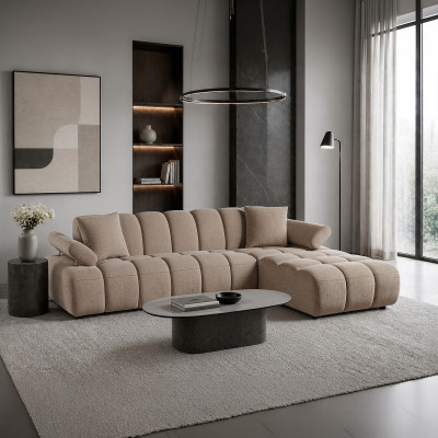 Καναπές Bubble σε μόκα ύφασμα (αριστερή γωνία) 273 x 195 x 80