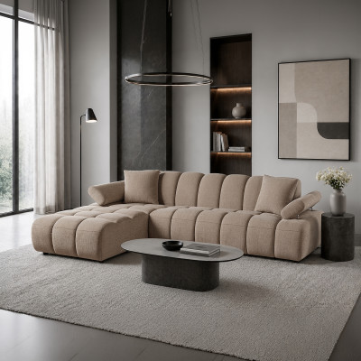 Καναπές Bubble σε μόκα ύφασμα (δεξιά γωνία) 273 x 195 x 80