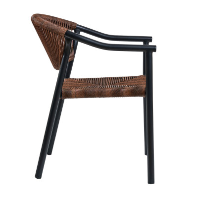Πολυθρόνα Aloha καφέ με μαύρο σκελετό 55.5 x 60.5 x 77.5