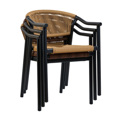 Πολυθρόνα Aloha καφέ με μαύρο σκελετό 55.5 x 60.5 x 77.5