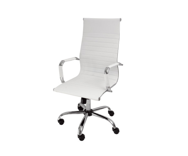 Velco Pro Systems ΚΑΡΕΚΛΑ ΓΡΑΦΕΙΟΥ ΛΕΥΚΗ ΔΙΕΥΘΥΝΤΟΥ -ΔΙΑΣΤΑΣΕΙΣ: 55x53x105/115cm- ΕΠΙΦΑΝΕΙΑ PU