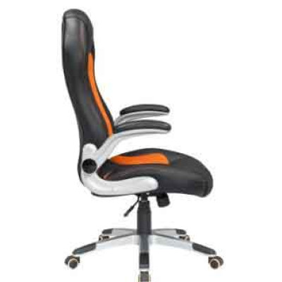 Velco Pro Systems ΚΑΡΕΚΛΑ ΓΡΑΦΕΙΟΥ GAMING ΜΑΥΡΗ-ΠΟΡΤΟΚΑΛΙ- ΔΙΑΣΤΑΣΕΙΣ: 67x68x110/118cm- ΕΠΙΦΑΝΕΙΑ PU+PVC