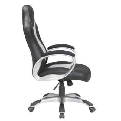 Velco Pro Systems ΚΑΡΕΚΛΑ ΓΡΑΦΕΙΟΥ  GAMING ΜΑΥΡΗ-ΓΚΡΙ- ΔΙΑΣΤΑΣΕΙΣ: 64x62x110/118cm -ΕΠΙΦΑΝΕΙΑ PU+PVC