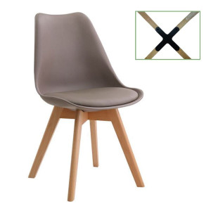 MARTIN Καρέκλα Metal Cross, Ξύλο PP Sand Beige, Μονταρισμένη Ταπετσαρία (ΣΕΤ 4 τεμ)